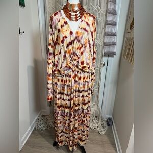 NWT ELOQUII Elements Women's Plus Size Knot Front Pleated Skirt Dress, Sz 22/24